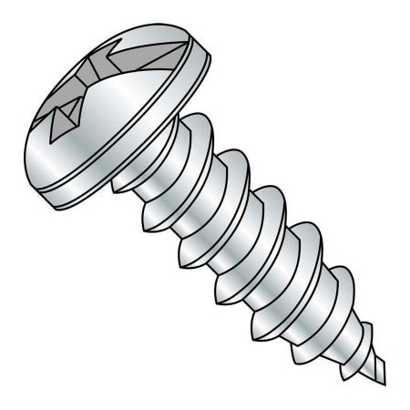 Self-Drilling Screw, #12-11 X 1 In, Zinc Plated Steel Pan Head Combination Phillips/Slotted Drive